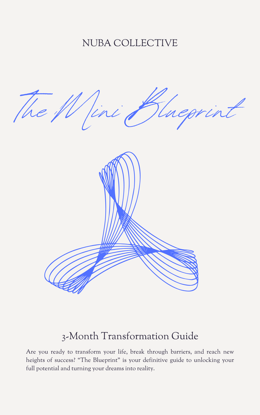 Cover of 'The Mini Blueprint' by Nuba Collective with abstract design and text on a white background